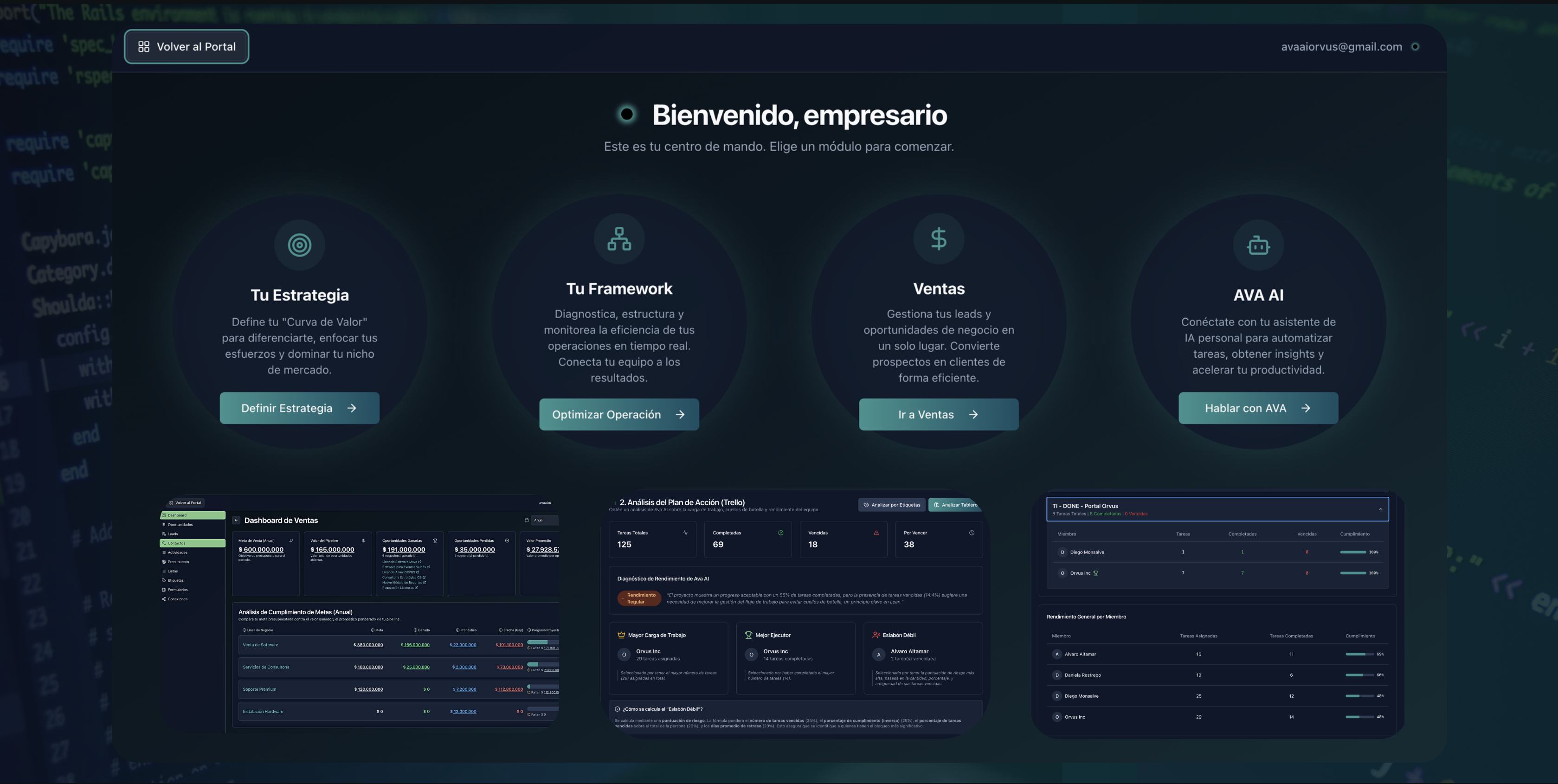 Orvus web application mockup